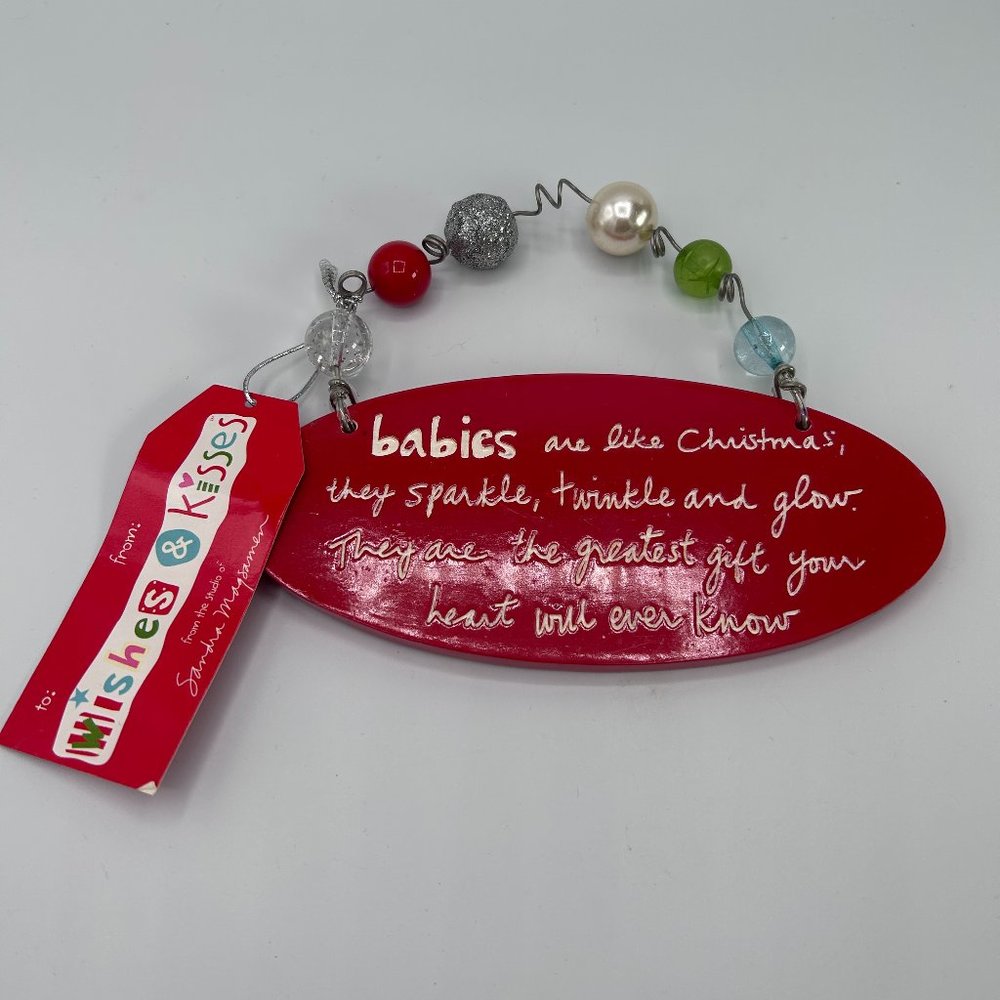 Stepping Stones Red Christmas Babies Decor Wishes & Kisses by Sandra Magsamen